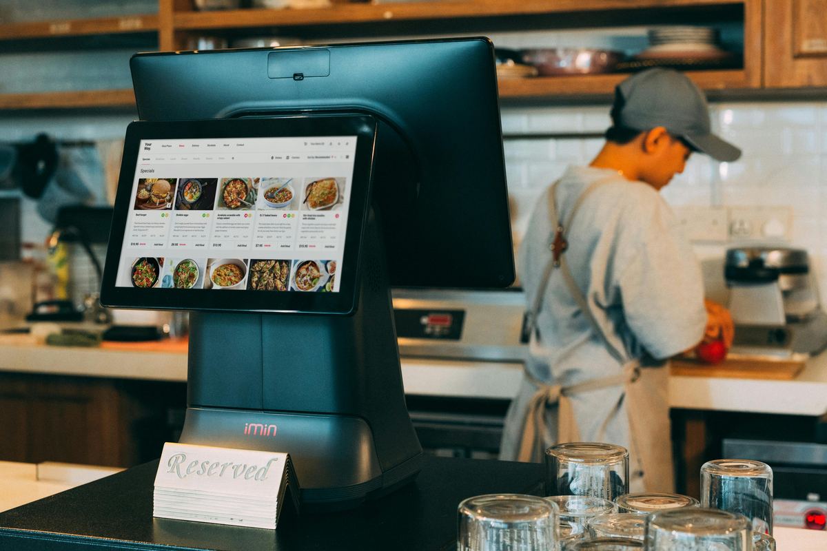 Restaurant tabletop displaying integrated digital service menus